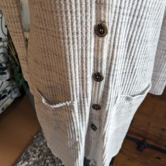 NINE BRITTON Blair Button Waffle Duster Cardigan- Size Small - Picture 3 of 9